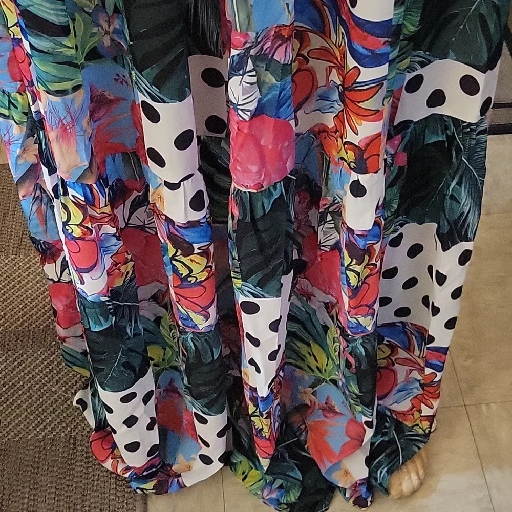 Banjul Floral Patchwork Maxi Skirt in Pink, Blue, Green & White